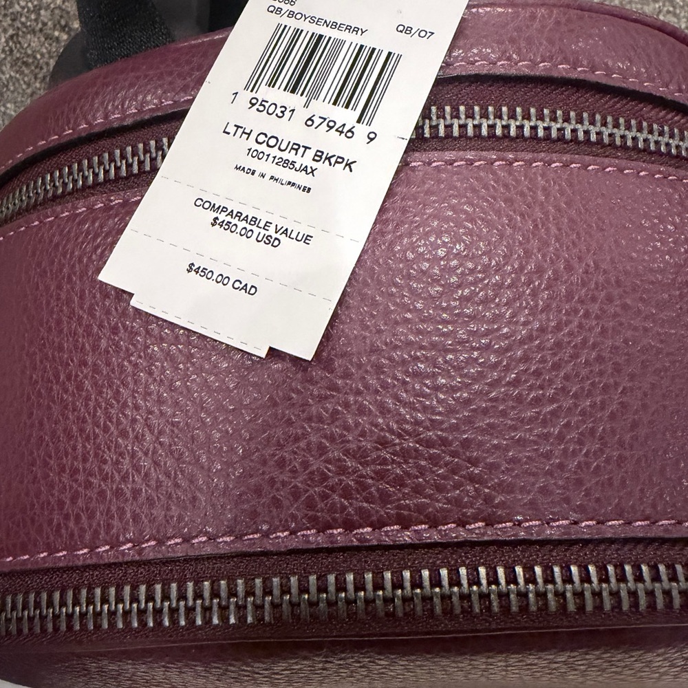 Women's Coach Boysenberry Purple Lth Court Bkpk Backpack - Picture 9 of 12